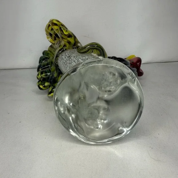 Vintage Murano Style Glass Rooster Bird Decor Colorful Clear Green Yellow - Picture 9 of 13